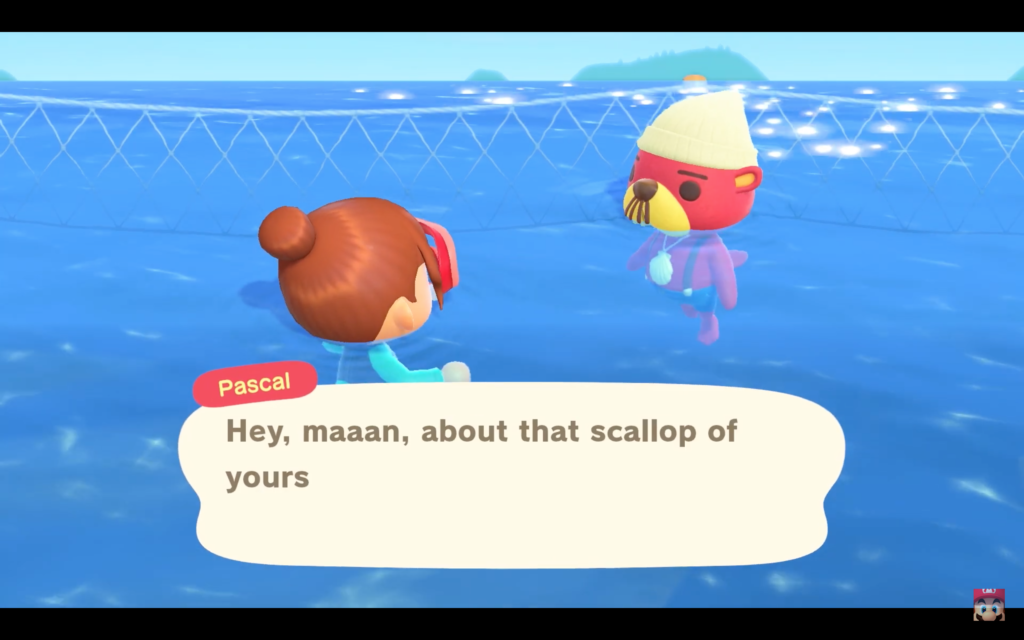 animal crossing swimming with pascal